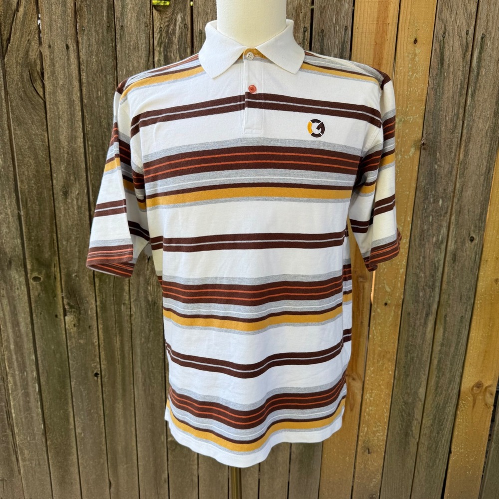 G Unit‎ Polo Shirt Mens Large Striped 3/4 Sleeve Casual Retro Hip Hop